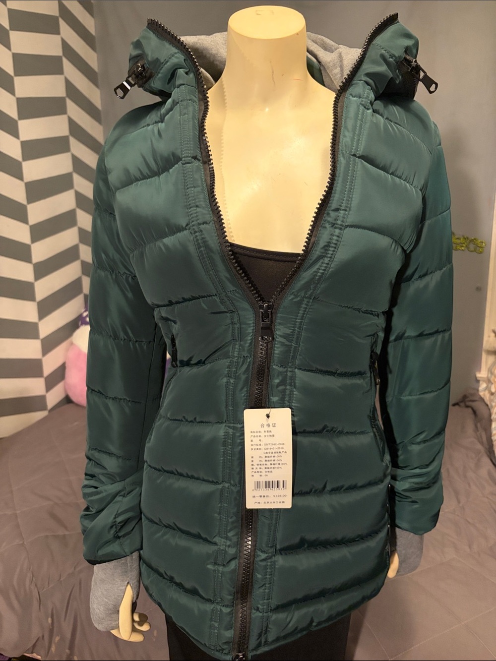 Women's Teal Hooded Puffer Coat - Lightweight Quilted Jacket